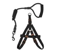 TOGEVAL Correa de Arnés para Mascotas Ajustable 1.0x120 Cm, Juego de 2 Piezas Negro, Chaleco Transpirable para Perros y Gatos, Kit para Pasear al Aire Libre Correa Resistente
