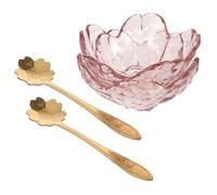 TOGEVAL Cuencos Faciales Fáciles de Almacenar en Forma de Flor de Vidrio Juego de 2 con Cucharas Metálicas, sin Rebabas para Masaje en Casa o Salón de Belleza