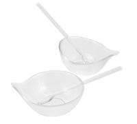 TOGEVAL Cuencos para Mezclar Mascarillas Faciales de Vidrio Transparente, Kit Profesional con 1 Tazón Grande y 1 Pequeño, 2 Cucharas para Tratamientos Faciales y Aceites Esenciales,