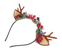 TOGEVAL Diadema Cabello Navideña Astas de Reno y Adorno de Frutos Accesorio Festivo para Fiestas y Disfraces Diseño Único para Mujer y Niña