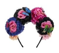 TOGEVAL Diadema con de Flores Mexicanas Accesorios para El Día de Los Muertos Tocado para Fiesta Rave para Mujer