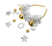 TOGEVAL Diadema de Año 2026 Bolas Doradas y Estrellas Brillantes Accesorio Festivo para Fiesta de Nochevieja Banda Elástica Cómoda para Mujer y Recuerdo y Tocado Navideño