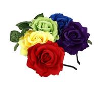 TOGEVAL Diadema de Flores de Halloween Rosas Simuladas 1 Unidad Colorida para Fiesta Disfraces Mujeres y Niñas Accesorio Cabello para Eventos y Cosplay