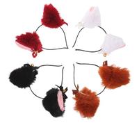 TOGEVAL Diadema de Orejas de Animal de Peluche 4 Unidades Burdeos y con Campanilla Diadema Ligera y para Cosplay Disfraces de Halloween Fiestas y Uso Diario