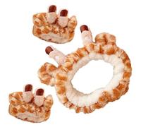 TOGEVAL Diadema y Pulsera de Felpa Diseño de Jirafa, Set para Lavado Facial y Maquillaje, Color Marrón y Beige, Accesorio Suave y Ajustable para Niñas y Mujeres, Adecuado para Spa