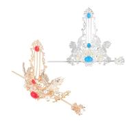 TOGEVAL Diademas Tradicionales Chinas 2 Piezas Horquillas de Aleación Diseño de Grulla Accesorios Vintage para Moños Hanfu Tiaras para Cosplay y Ceremonias Temáticas