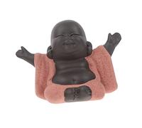 TOGEVAL Estatua de Buda Maitreya de Cerámica Artesanal Escultura Decorativa Sonriente Decoración para Ceremonia de Té y Hogar Figura Estable con Base Antideslizante para Mesa de Té y