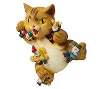 TOGEVAL Estatua de Gato de Resina Miniatura para Jardín y Decoración Exterior, Figura de Gato Pequeño en Acción, Adornos para Césped y Patio, Resistente y Divertida
