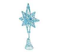 TOGEVAL Estrella Punta del Árbol de Navidad de Hierro Azul Tamaño 16 X 30 CM Adorno Octogonal sin Luz Decoración Festiva para Árbol Pequeño y Ambiente Navideño