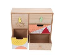 TOGEVAL Gabinete de Almacenamiento de Madera Natural 1 Unidad Tamaño Mediano Tipo Cajón Organizador para Joyas y Cosméticos Mujer Uso Doméstico Orden Fácil de Clasificar Cinco