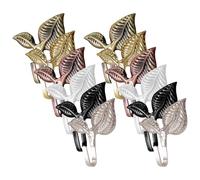 TOGEVAL Ganchos de Pared de Hierro Fundido Forma de Hoja 6 Pares en 6 Colores Perchero Rústico para Colgar Abrigos Bolsos y Toallas Gancho Decorativo para Dormitorio y Entrada