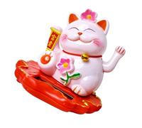 TOGEVAL Gato Suerte Solar con Brazo Ondulante Decoración Japonesa Estatua de Gato Fortuna para Escritorio Coche y Hogar Figuras de Plástico Duraderas para Riqueza y Buena Energía
