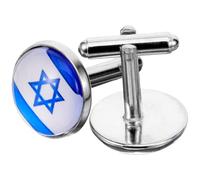 TOGEVAL Gemelos de Traje Masculinos Bandera de Israel Botones de Aleación para Camisa de Puño Accesorios Decorativos para Negocios y Eventos Formales 1 Par