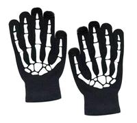 TOGEVAL Guantes Luminosos para Ciclismo Nocturno Guantes Cálidos de Dedos Completos de Fibra Acrílica Talla Única Diseño Esqueleto Halloween para Fiestas y Seguridad al Aire Libre