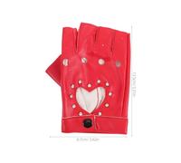 TOGEVAL Guantes sin Dedos de Cuero Sintético Rojo Brillantes Forma de Corazón Mitones Punk para Fiesta y Actuación Guantes de Escenario para Niñas Cosplay y Baile
