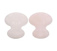 TOGEVAL Herramientas de Masaje Facial Gua Sha 2 Piezas en Piedra Natural Forma de Hongo, Palo de Masaje Facial de Cuarzo Rosa y Cristal Claro para Cuidado Piel, Reducción de