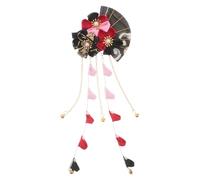 TOGEVAL Horquilla Japonesa Negra con Borla Pinza Tradicional Cabello Estilo Kimono Accesorio Floral para Bodas Cosplay y Festivales Adorno Artesanal para Mujer y Niña
