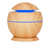 TOGEVAL Humidificador de Aire USB Mini de 130 Ml Luz LED Diseño Madera Clara para Escritorio Oficina Dormitorio y Coche Difusor Aromático Ultrasónico para Ambiente Doméstico