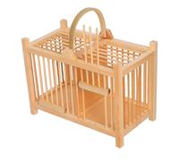 TOGEVAL Jaula para Animales Pequeños de Madera Portátil Doble Compartimento Transportín Ligero para Grillos Hámsteres y Hábitat Compacto Adecuado para Viajes y Decoración Doméstica