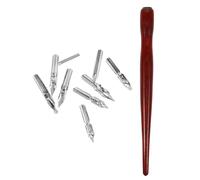 TOGEVAL Juego de 10 Plumas de Caligrafía Vintage Puntas Intercambiables, Varillas Ergonómicas para Dibujo y Lettering, Set de Inmersión para Escritura Artística y Práctica de Caligrafía