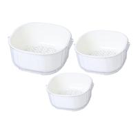 TOGEVAL Juego de 3 Cestas Escurridoras para Cocina Doble Capa Colores Blanco Tamaños Pequeño Mediano y Grande Coladores Desmontables para Frutas y Verduras Cesto Reutilizable para