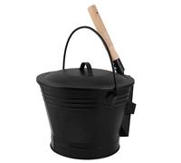 TOGEVAL Juego de Cubo de Cenizas Metálico con Tapa y Pala para Chimenea, Contenedor Resistente para Almacenamiento y Eliminación Segura de Cenizas, Accesorio Multiusos para Fogatas