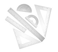 TOGEVAL Juego De Herramientas De Medición Geométrica Transparente 6 Piezas, Escuadra Triangular y Transportador Profesional, Regla De Dibujo Técnico para Estudiantes y Oficina Académica