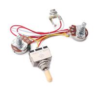 TOGEVAL Kit de Potenciómetro 1T1V para Guitarra Eléctrica Cableado Precableado Potenciómetro de 500K Botón Amarillo Arnés Compatible para Control de Volumen y Tono Uso Guitarras