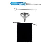 TOGEVAL Kit Embudo Mini de Llenado para Urna Cremación, Embudo Dispensador de Metal Acero Inoxidable, Herramienta de Recarga Pequeña, Destornillador Azul para Collares y Joyería Funerial