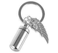 TOGEVAL Llavero Urna de Cenizas para Mascotas en Acero Inoxidable con Diseño de Alas, Mini Contenedor Ligero y Durable, Colgante de Cremación Adecuado para Recuerdo y Memorial Portátil