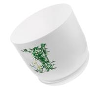 TOGEVAL Maceta de Plástico para Plantas de Interior, Maceta Pequeña con Bandeja, Diseño Cerámico Asiático, Gestión del Agua, Portátil, para Bonsái, Oficina y Jardín
