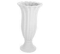 TOGEVAL Maceta de Urna de Cerámica Gris Blanco Grande Forma de Columna Romana, Jarrón Funerario Resistente para Flores de Cementerio, Decoración Conmemorativa Exterior para Tumbas