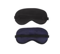 TOGEVAL Máscara para Dormir Transpirable de Doble Cara de Seda Sintética, Juego de 4 Antifaces (2 Negro 2 Azul Marino) Banda Elástica Ajustable para Mujer y Hombre, Adecuado para