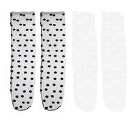 TOGEVAL Medias Finas de Tul y Terciopelo Lunares Medias Transparentes de Caña Negras y Blancas Talla Única Ligeras y Transpirables para Mujer 2 Pares Verano