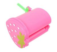 TOGEVAL Mini Cubo De Basura De Plástico En Forma De Fresa, Papelera Pequeña Rosa, Resistente Abs, para Escritorio y Baño, Juguete Intelectual para Loros, Uso Versátil En Hogar y Oficina