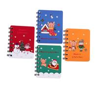 TOGEVAL Mini Libretas de Espiral Navideñas A7 Cuadernos Pequeños de Papel y Metal Pack 4 Unidades Azul Verde Amarillo Rojo Portátiles para Oficina Escritura Creativa y Diario