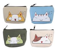TOGEVAL Mini Monedero de Tela Oxford Diseño Creativo, Capacidad Moderada para Guardar Pequeñas Cosas, Adecuado para Shopping y Playa, Pack de 4 Unidades Varios Estilos