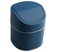 TOGEVAL Mini Papelera de Escritorio con Tapa Cubo Pequeño Portátil para Basura y Oficina Diseño Compacto para Residuos Pequeños Color Azul Elegante
