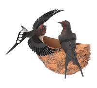TOGEVAL Nido de Golondrina Artificial Nido Simulado para Decoración de Pared, Jardín y Terraza, Figura de Pájaro Realista para Decoración Exterior, Adorno Natural para Patio