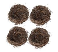 TOGEVAL Nido de Pájaro Artificial Trenzado de Ratán 10 CM Juego de 4 Unidades para Decoración de Jardín y Fotografía Modelo Creativo Realista para Uso Exteriores