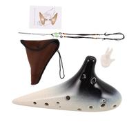 TOGEVAL Ocarina Alta de Cerámica Instrumento Musical Ocarina para Practicar y Tocar Música Casa o Escuela con Soporte de Exhibición y Bolsa con Cordón