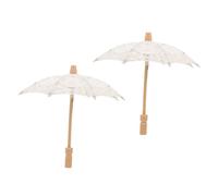 TOGEVAL Paraguas de Encaje para Novia 2 Unidades Sombrilla Vintage de Algodón Bordado Color Marfil Radio 15 CM Accesorio para Fotos de Boda y Ceremonia Elegante