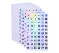 TOGEVAL Pegatinas de Almacenamiento Numéricas Redondas 50 Unidades del 01 al 60 Resistentes al Agua para Clasificación en Almacenes y Oficinas