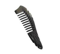 TOGEVAL Peine de Cuerno de Buey Natural con Mango Dientes Anchos Antistáticos para Cabello Rizado y Grueso Masajeador de Cabelludo para Cuidado y Desenredado