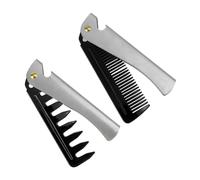 TOGEVAL Peine Plegable de Acero Inoxidable de Dientes Anchos 2 Piezas Mini Portátil para Viaje y Cuidado del Cabello Peines de Bolsillo para Hombres Herramienta Versátil para Peinar y