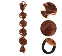 TOGEVAL Peluca De Cabello Trenzado Para Mujer 1 Unidad Coleta Burbuja Marrón Claro Postizo Con Cinta Extensiones De Cabello Uso Diario Belleza y Cuidado Personal