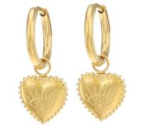 TOGEVAL Pendientes Colgantes Corazón Patrón de Ojo, Acero Inoxidable Dorado, para Mujer, Joyería San Valentín, Diseño Romántico y Duradero,