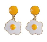 TOGEVAL Pendientes Colgantes para Mujer Diseño de Huevo Frito Gota Decorativa Metal Ligero y Acabado Brillante Accesorios de Moda para Fiestas Vacaciones y Uso Diario