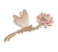 TOGEVAL Pinza de Pelo de Metal Forma de Flor de Loto China, Tamaño Mediano, Antideslizante, para Mujer, Adecuada para Cabello Grueso o Largo, Accesorio Decorativo para Fiestas