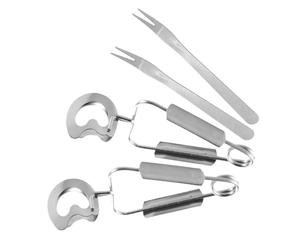 TOGEVAL Pinzas de Cocina de Acero Inoxidable Resorte, Juego de 4 Piezas Pequeño para Servir Caracoles y Mariscos, Incluye 2 Pinzas y 2 Tenedores, Utensilios Multifuncionales para Hogar